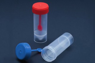 Контейнер для биологического материала с крышкой с ложкой-шпателем 30 мл (конус) в индивидуальной упаковке стерильный
